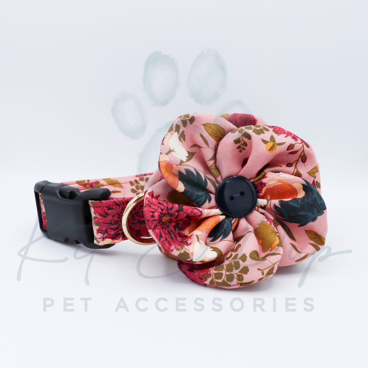 Burgundy Dahlia Flower Pet Collar