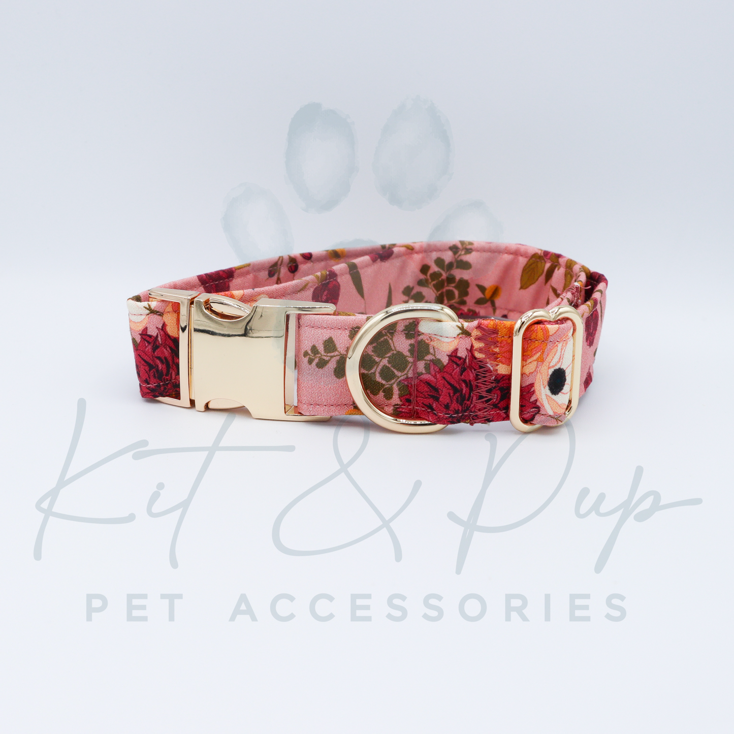 Burgundy Dahlias Pet Collar