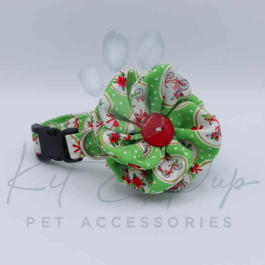 Christmas Bicycle Flower Pet Collar