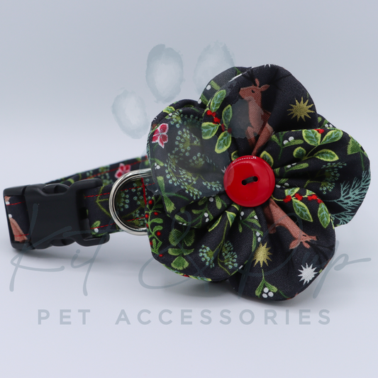 Christmas Holly Flower Pet Collar