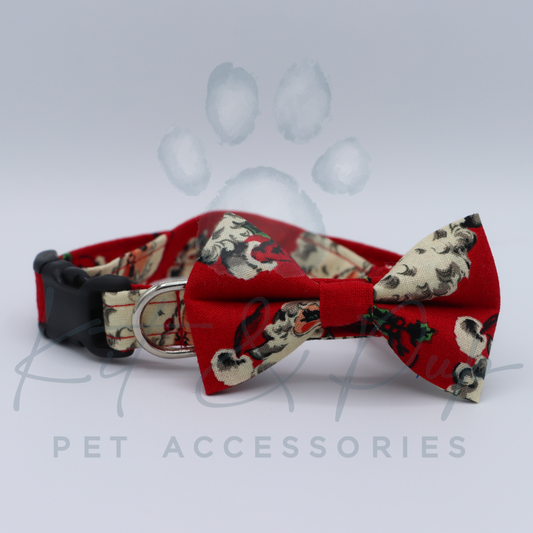 Retro Santa Bowtie Pet Collar