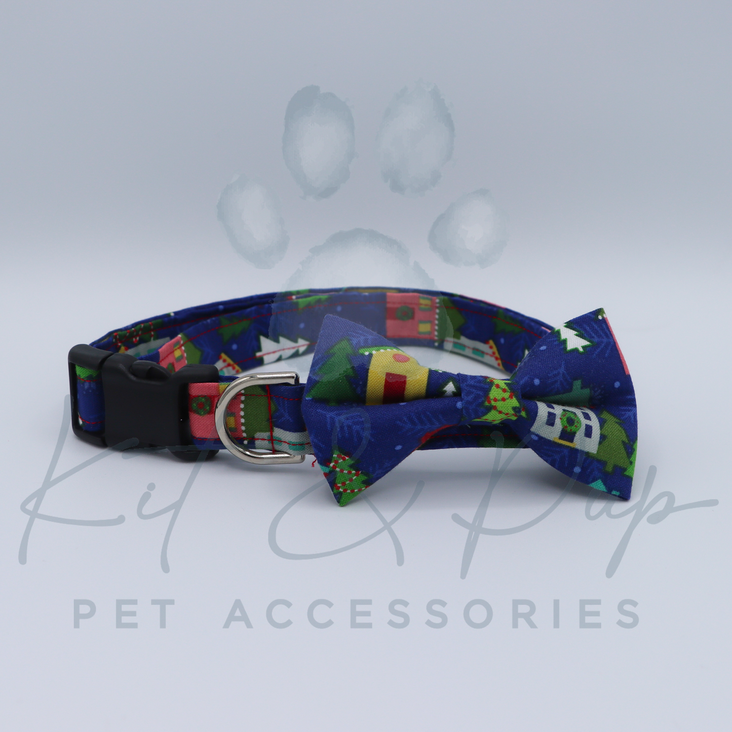 Home for Christmas Bowtie Pet Collar