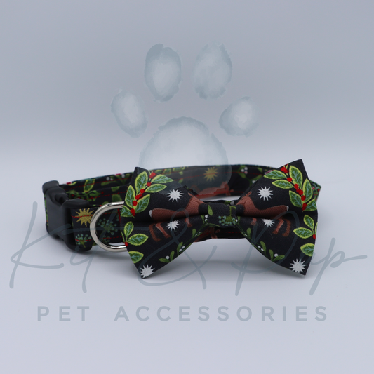 Christmas Holly Bowtie Pet Collar