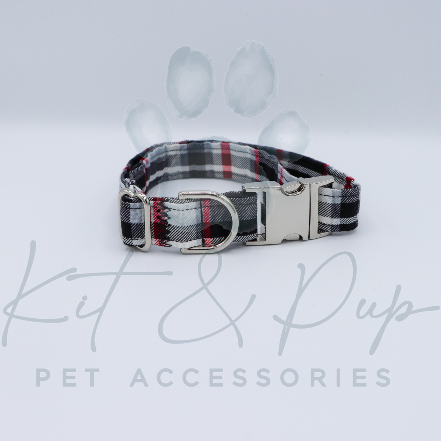 Black and White Plaid Bowtie Pet Collar